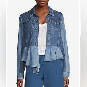 Sea New York Two-Tone Denim Jacket With Peplum